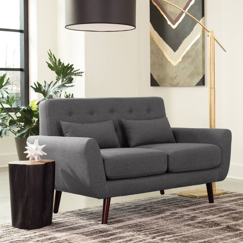 Druld Tufted Loveseat Tufted Leather Brown - Inspire Q