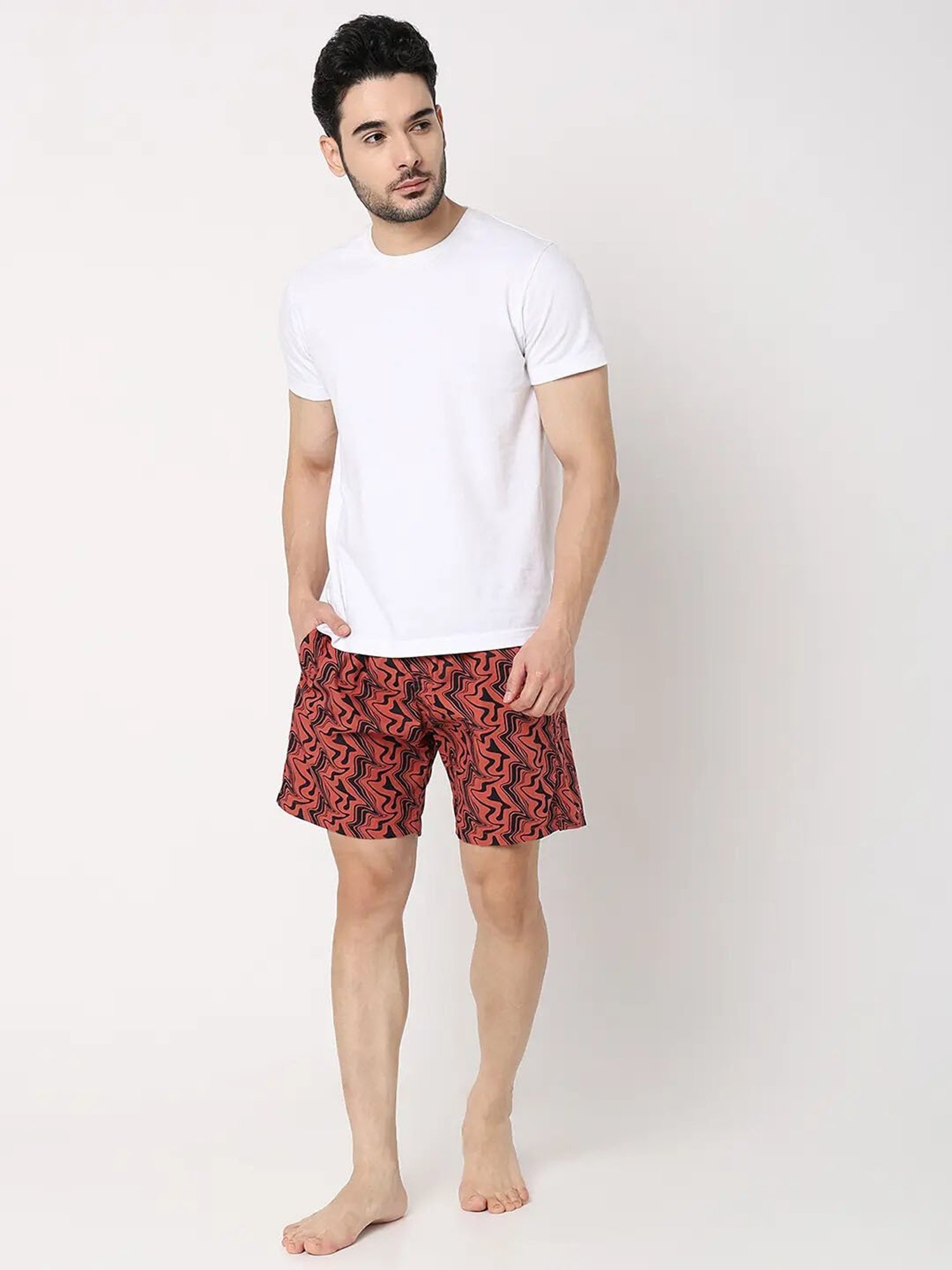 UnderJeans by Spykar Red Printed Boxer Shorts
