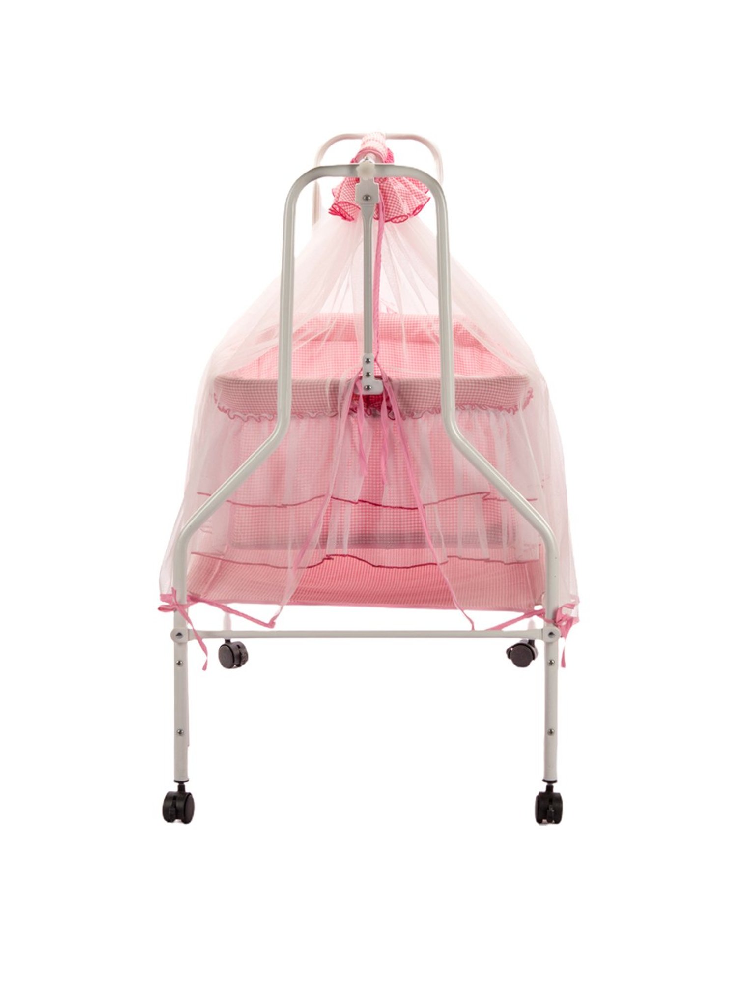Kiddery Pink Baby Cradle with Mosquito Protection Net (Age 0-8 Months)