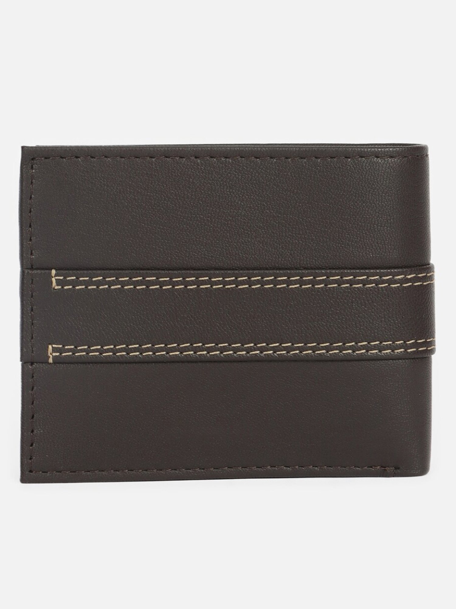 Van Heusen Brown Leather Paneled Bi-Fold Wallet