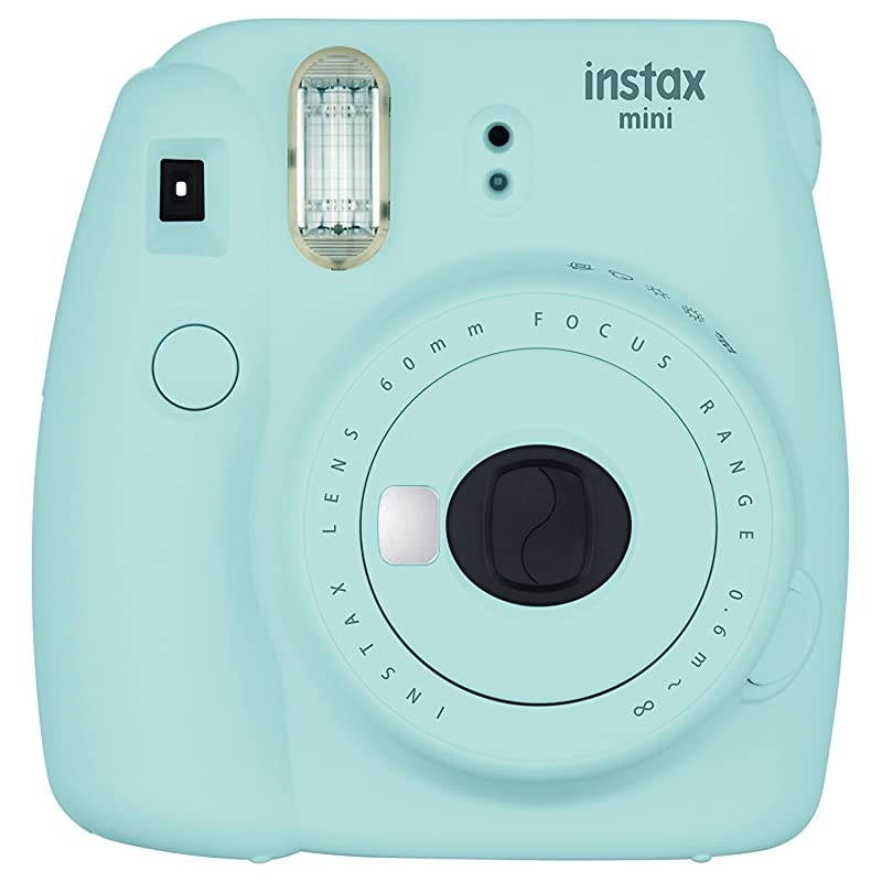 Instax Mini 9 Instant Film Camera Ice Blue + Instax Film 10 Shots + Pleather Case + 64 Pocket Album+ Photix SelfStanding Frames + Stickon Frames Exclusive Instax Design Bundle