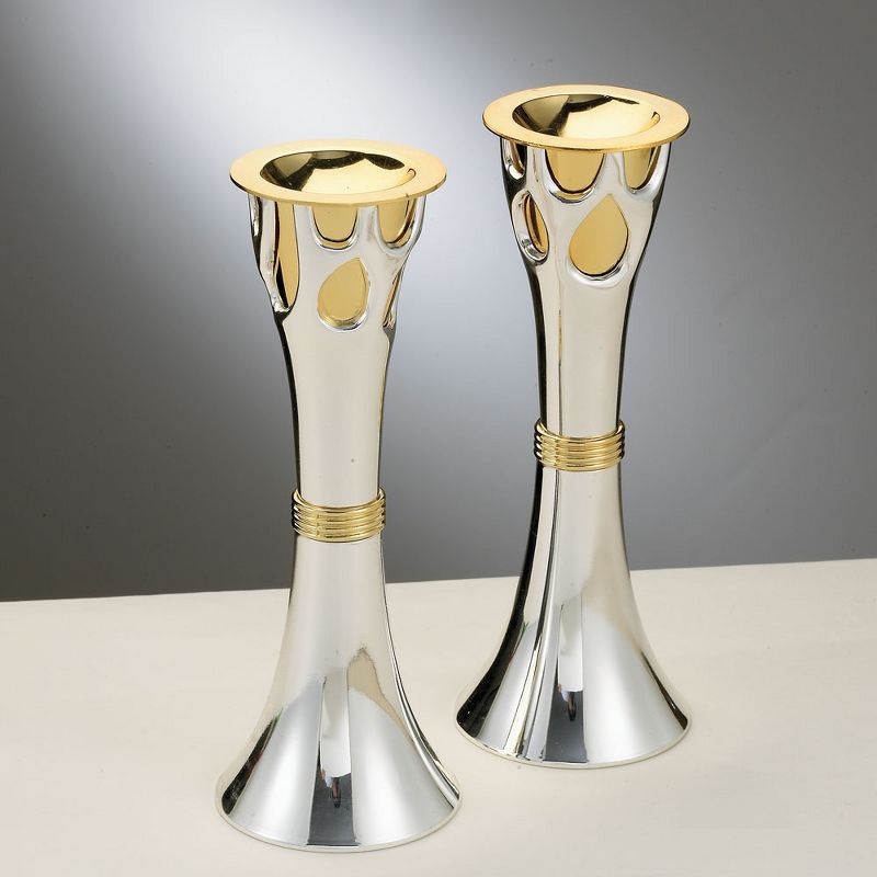 Rite Lite 8" Tree of Life Sabbath Candle Stick Set - Silver/Gold