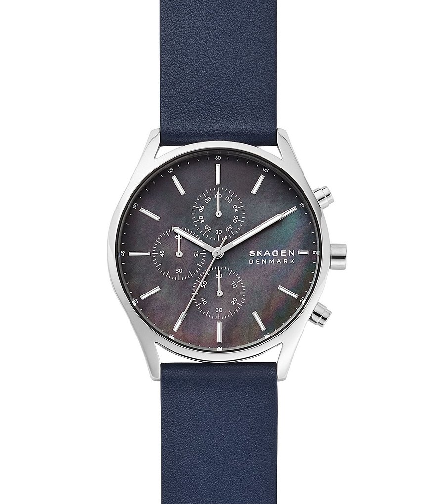 Skagen Holst Chronograph Blue Leather Watch