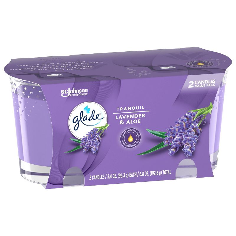 Glade Tranquil Lavender and Aloe Twin Candle - 2pk/6.8oz
