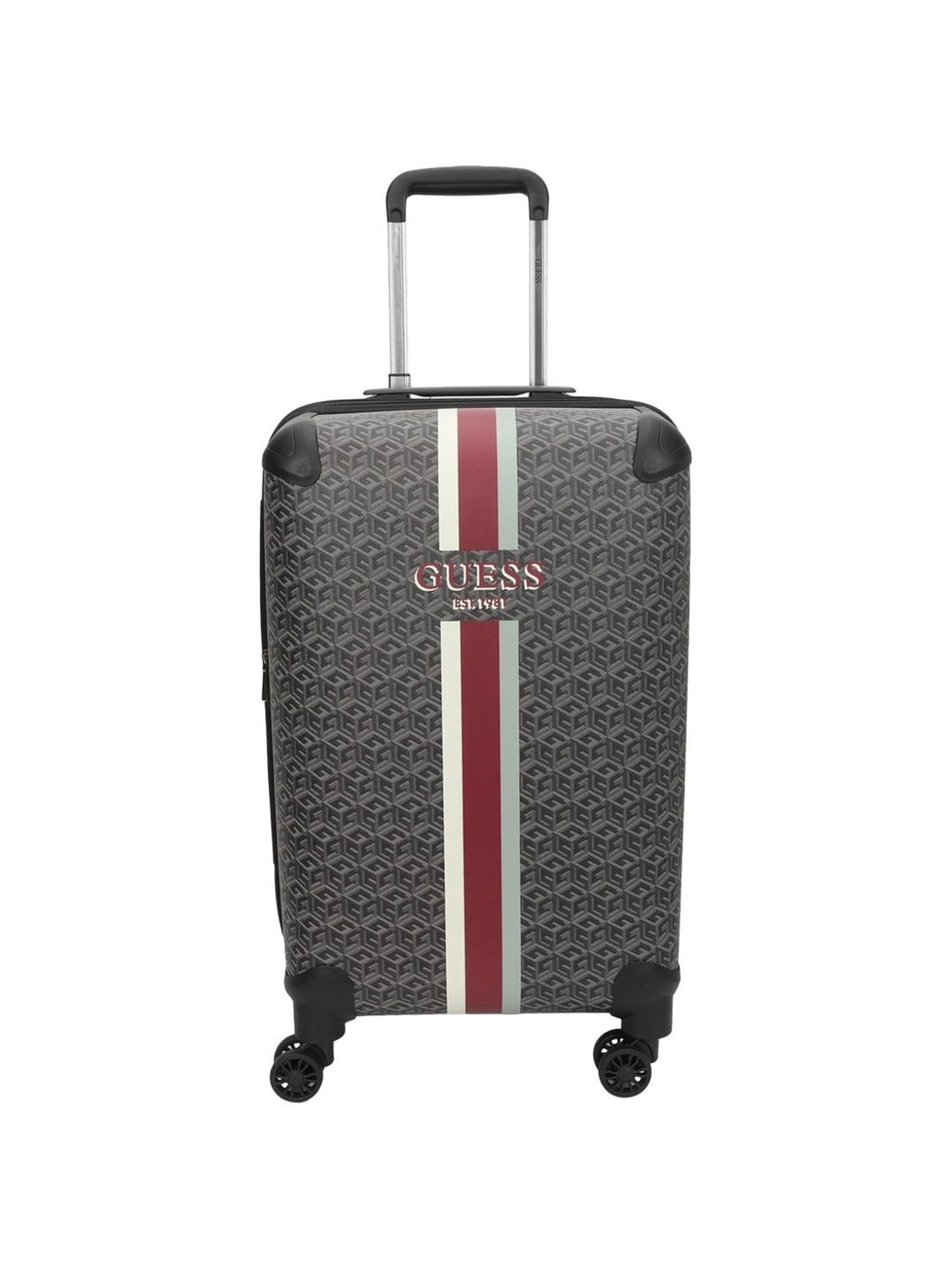 Guess Charcoal Logo  Medium Hard Cabin Trolley Bag