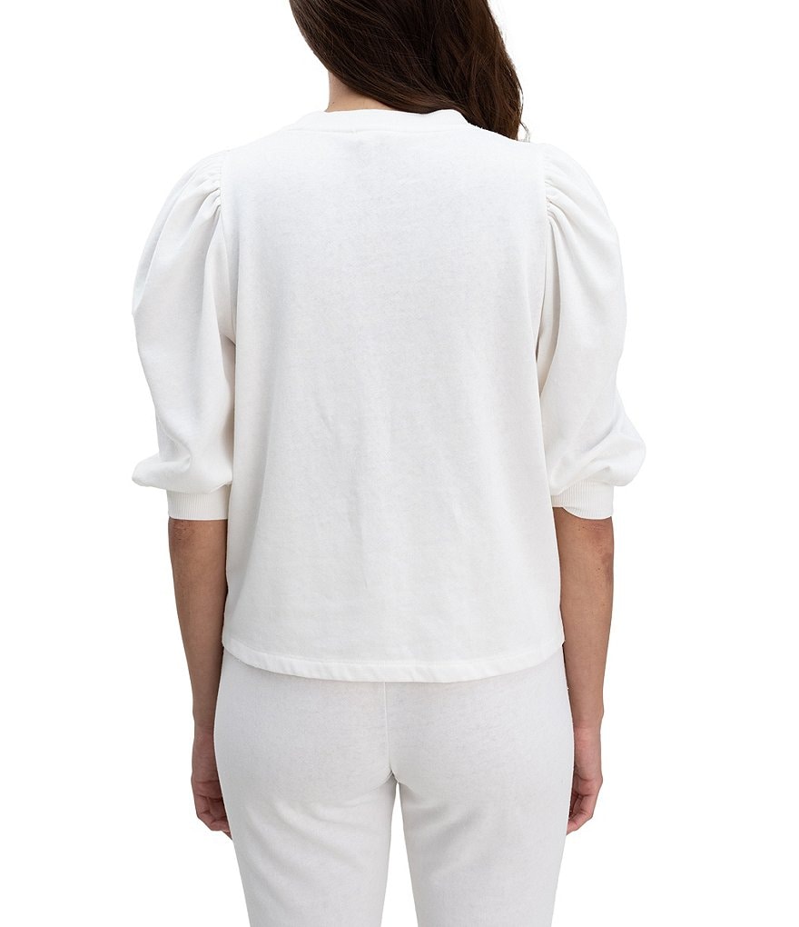 Splendid Knit Crew Neck Mariposa Flounce Top