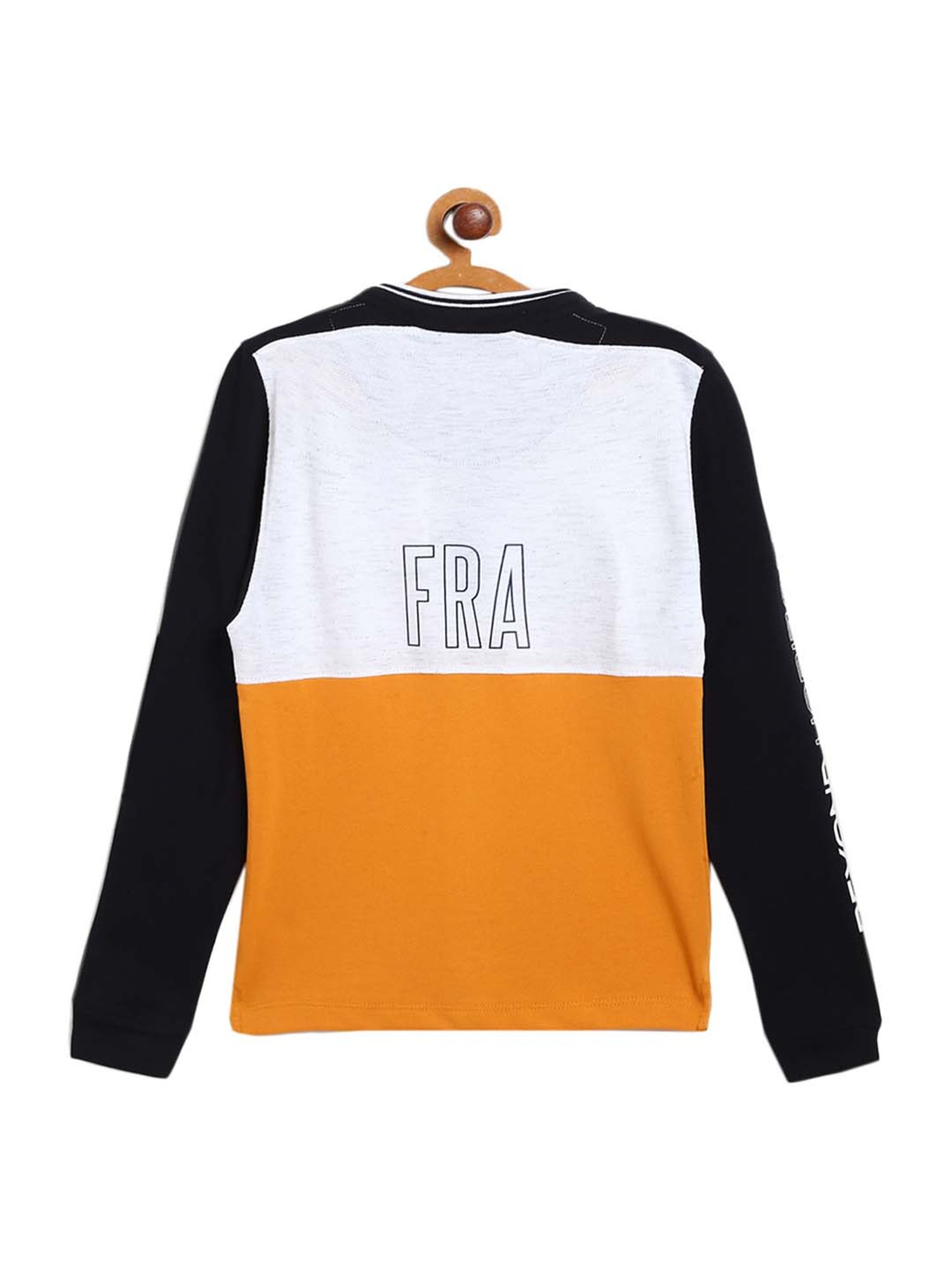 Octave Kids Mustard Cotton Color Block Pattern Polo T-Shirt