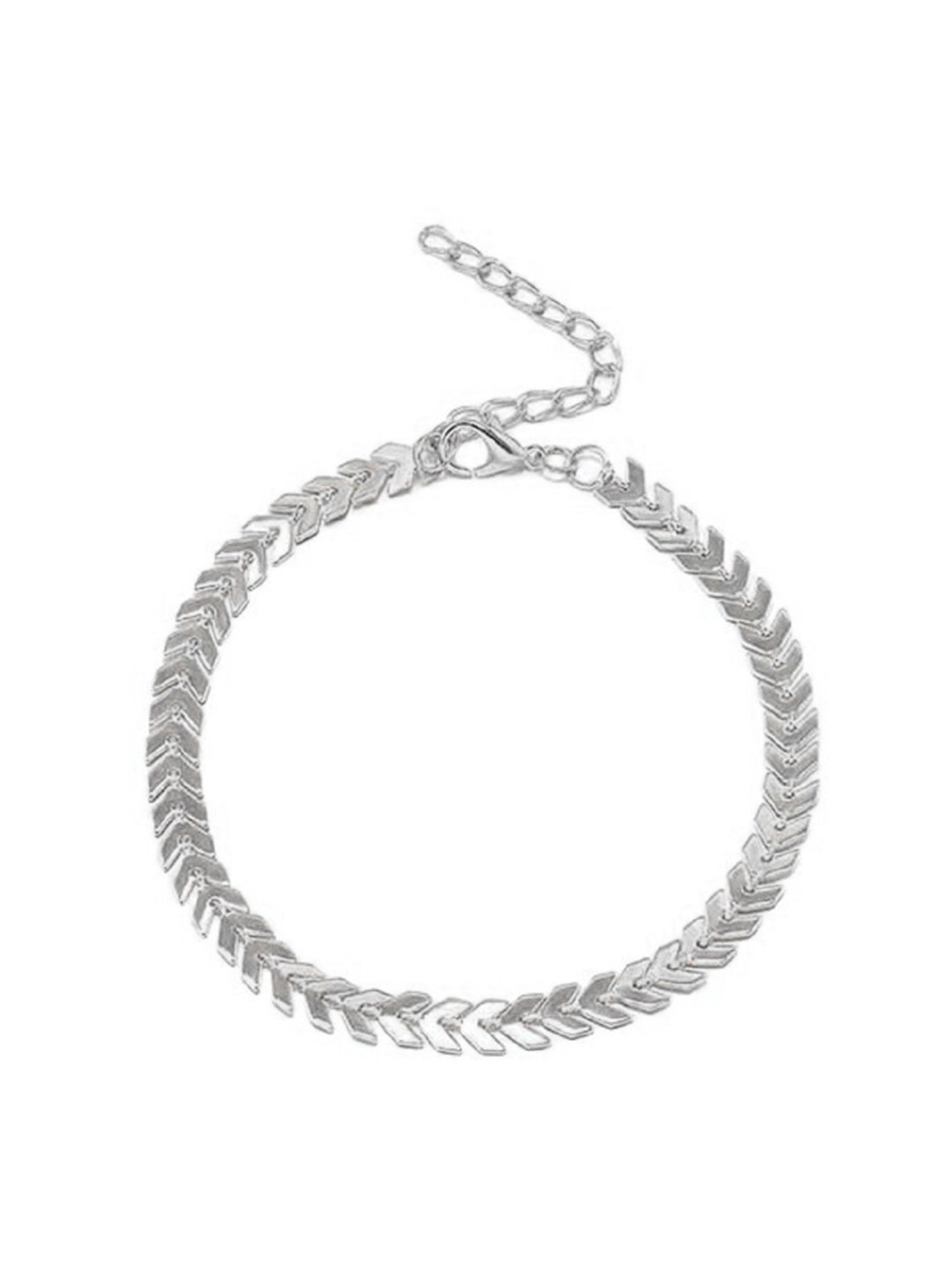 OOMPH Silver-Tone Delicate Leaf Chain Fashion Stylish Latest Anklet for Women