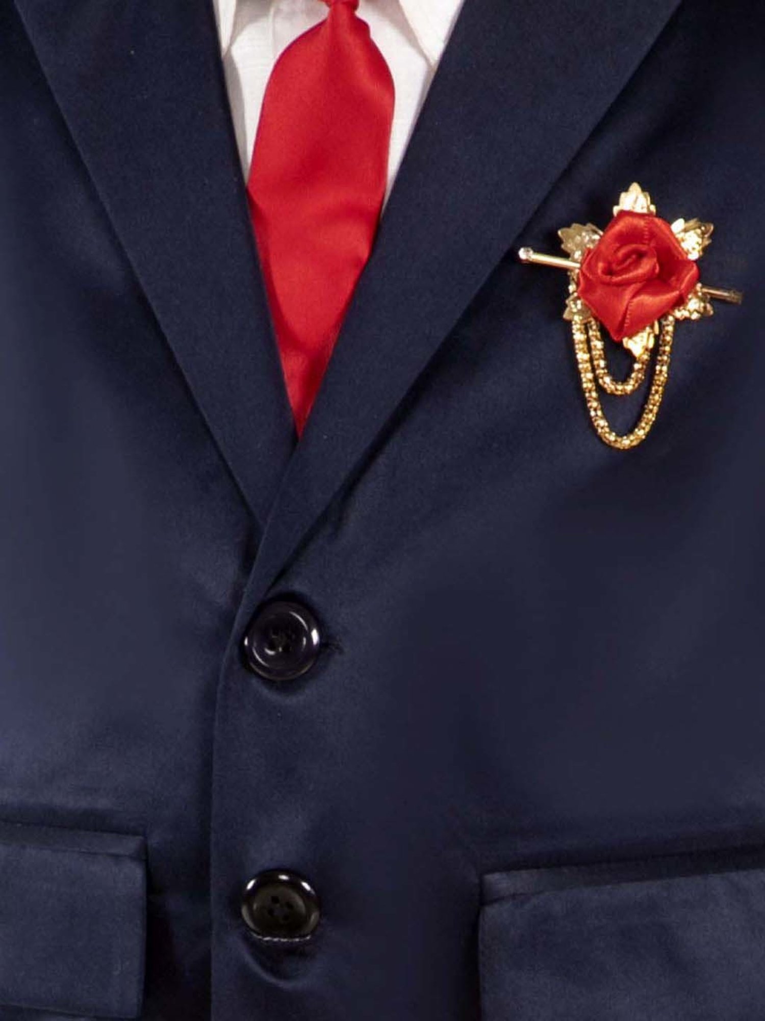 Fourfolds Boys Navy Blue Solid Full Sleeves Clothing Set