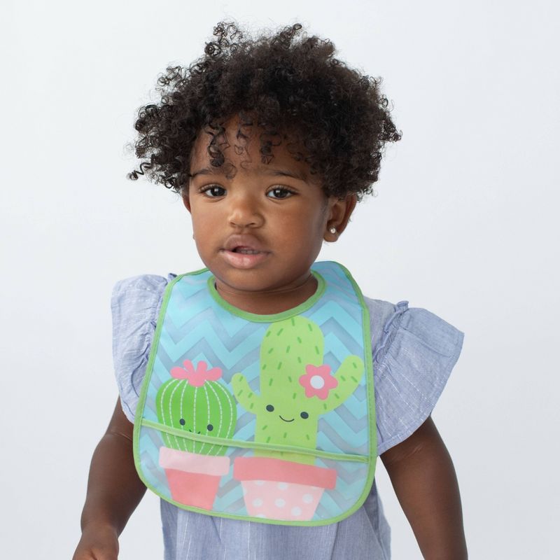 Neat Solutions Girl Printed Translucent Peva/Knit Terry Bib Set - Llama-Cactus-Goat - 3pk
