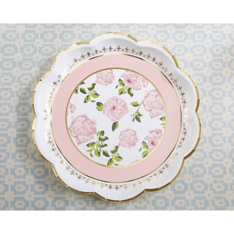 24ct Tea Time Premium Paper Plates Pink