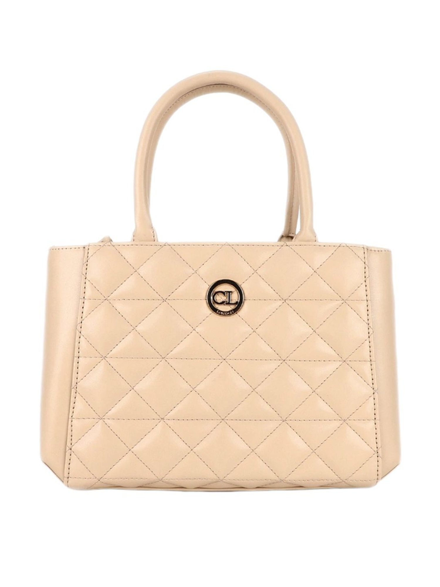 Carlton London Cream Quilted Medium Handbag
