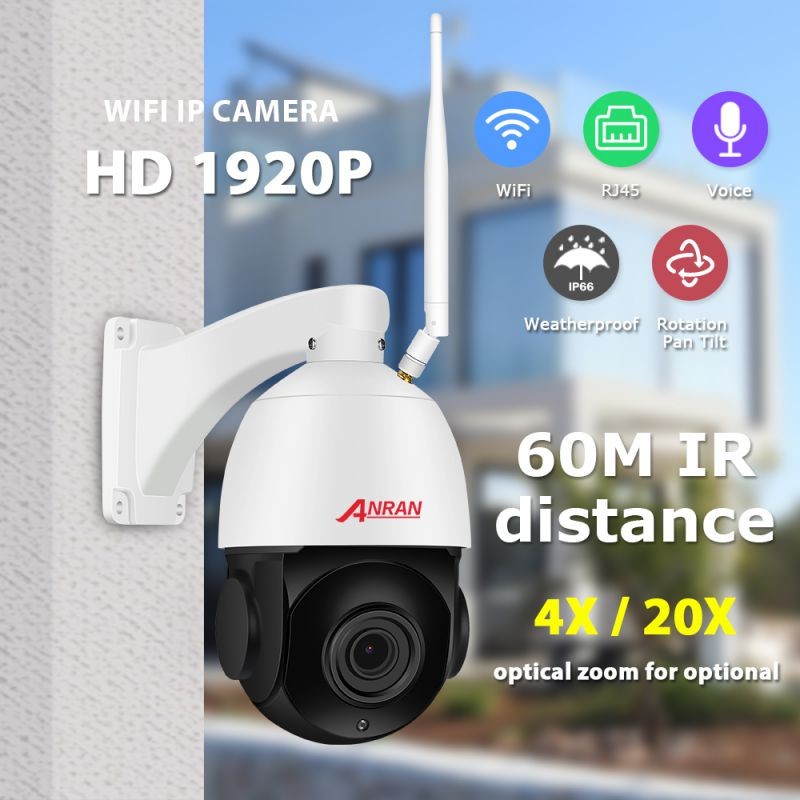 ANRAN 1080P PTZ IP Camera Outdoor Waterproof Speed Dome Camera 4 X Zoom Lens 60M IR Night Vision Security Camera Support Onvif