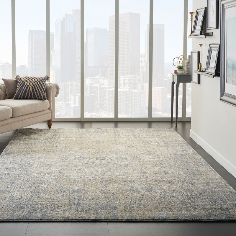 Blue And Cream Mosaic Throw Pillow - Mina Victory