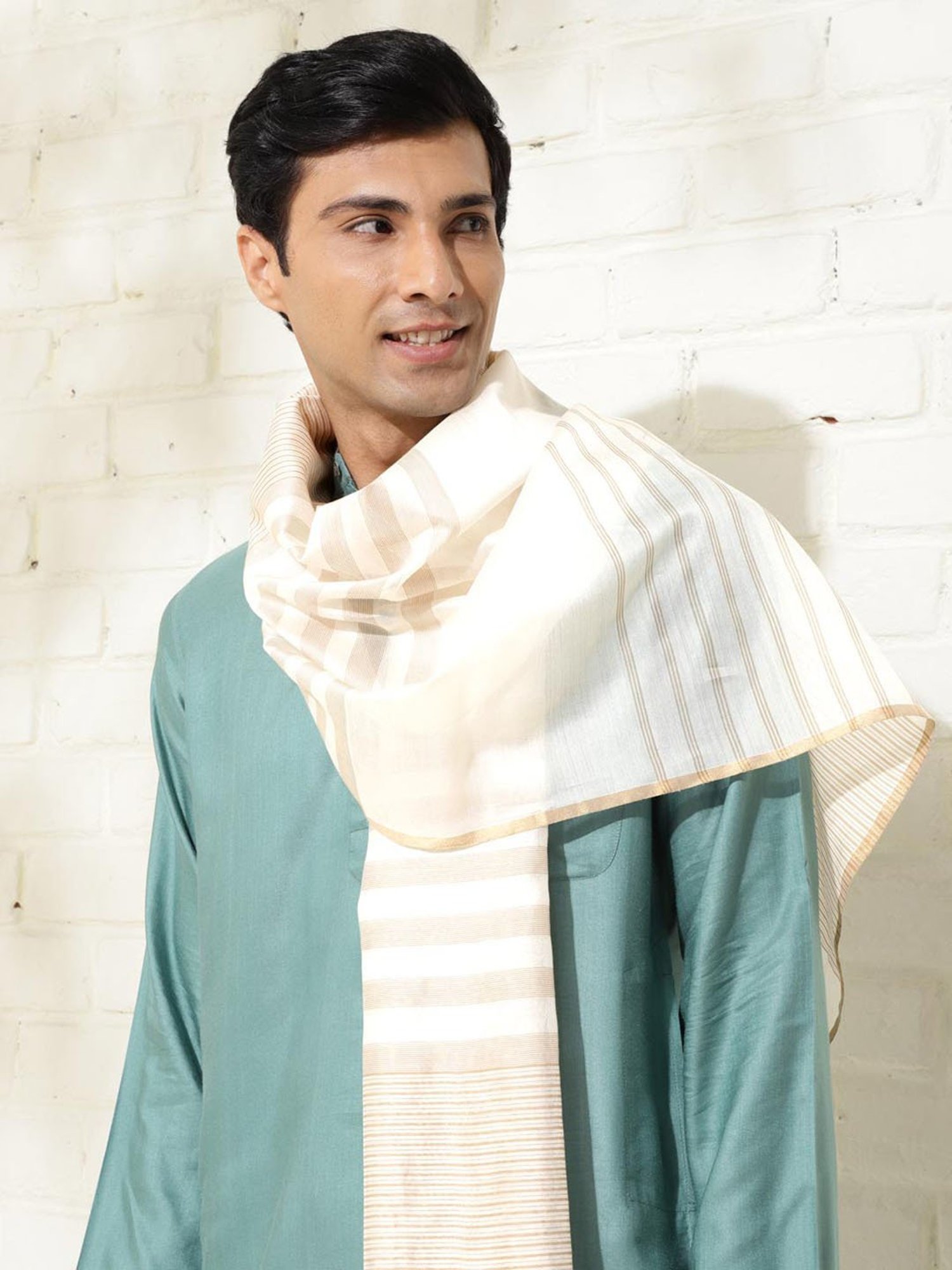 Fabindia Natural Cotton Silk Blend Woven Stole