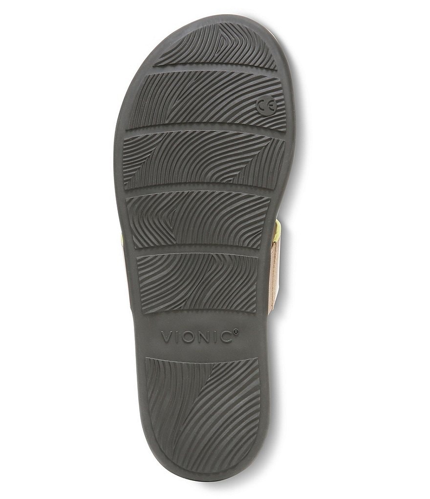 Vionic Jillian Leather Cork Wedge Thong Sandals