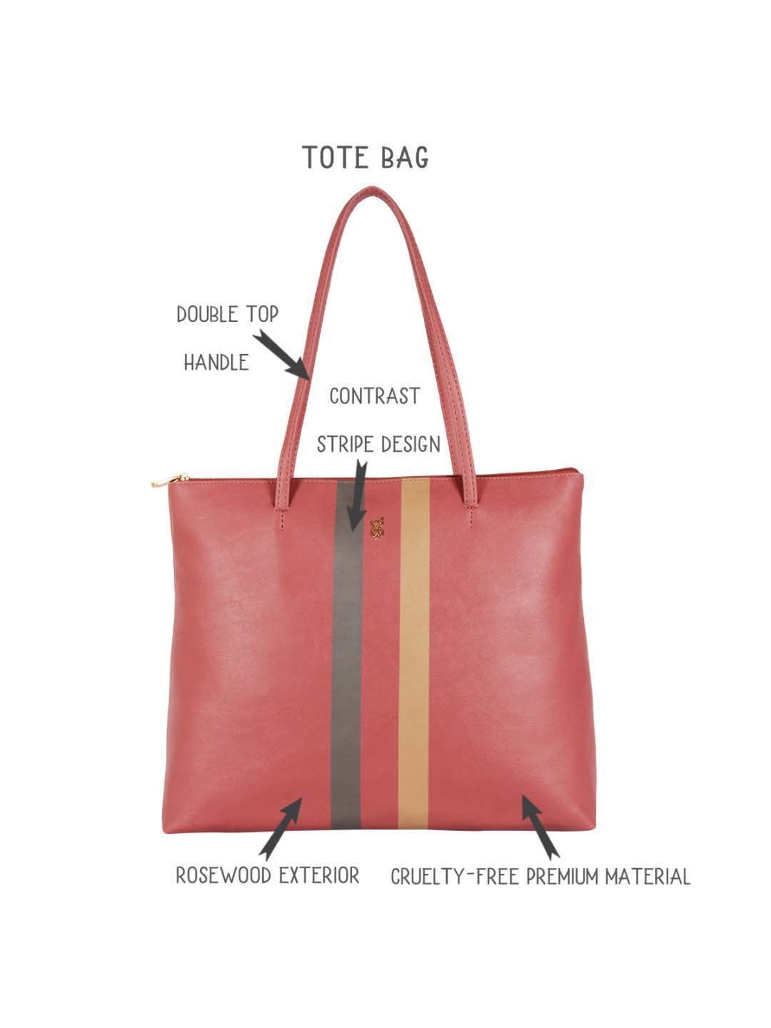 Baggit Pink Solid Medium Tote Handbag