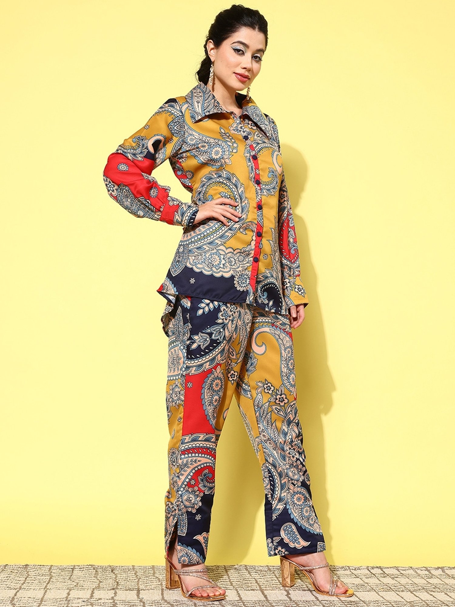 Yufta Multicolor Printed Shirt Pant Set