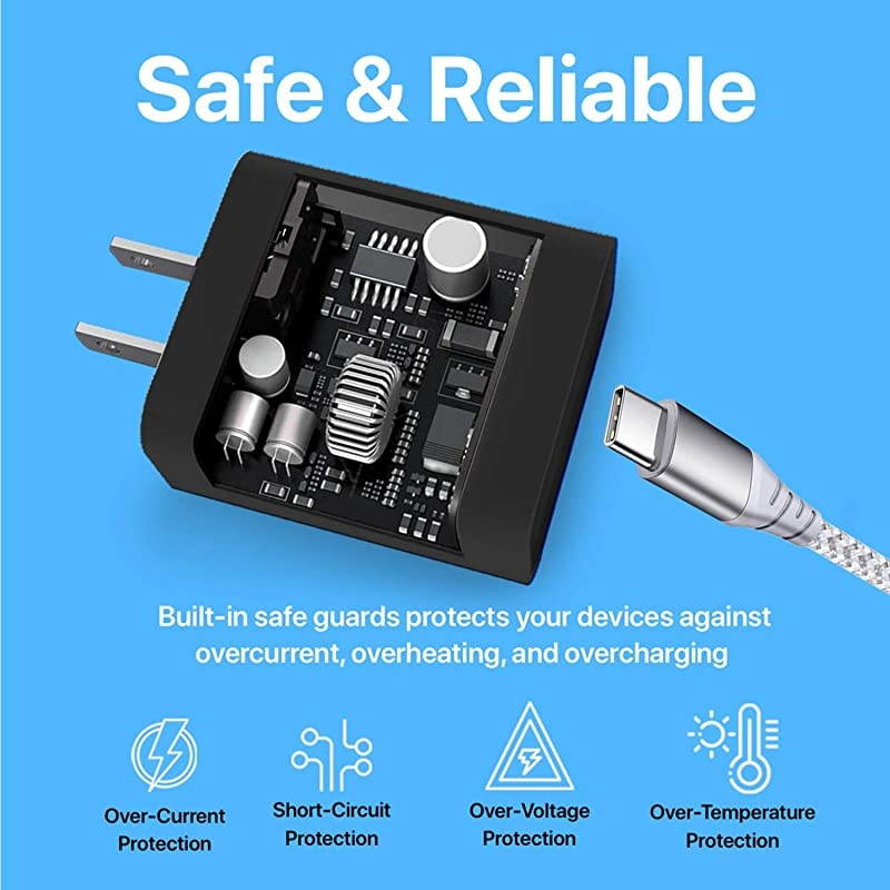 iPhone 12 Fast Charger Apple MFI Certificate for iPhone 11 Pro 11 Pro Max  18W PD Power Adapter 10 Feet Braided Nylon USBC to Lightning Cable iPhone Xs XS Max XR X Syncing and Charge