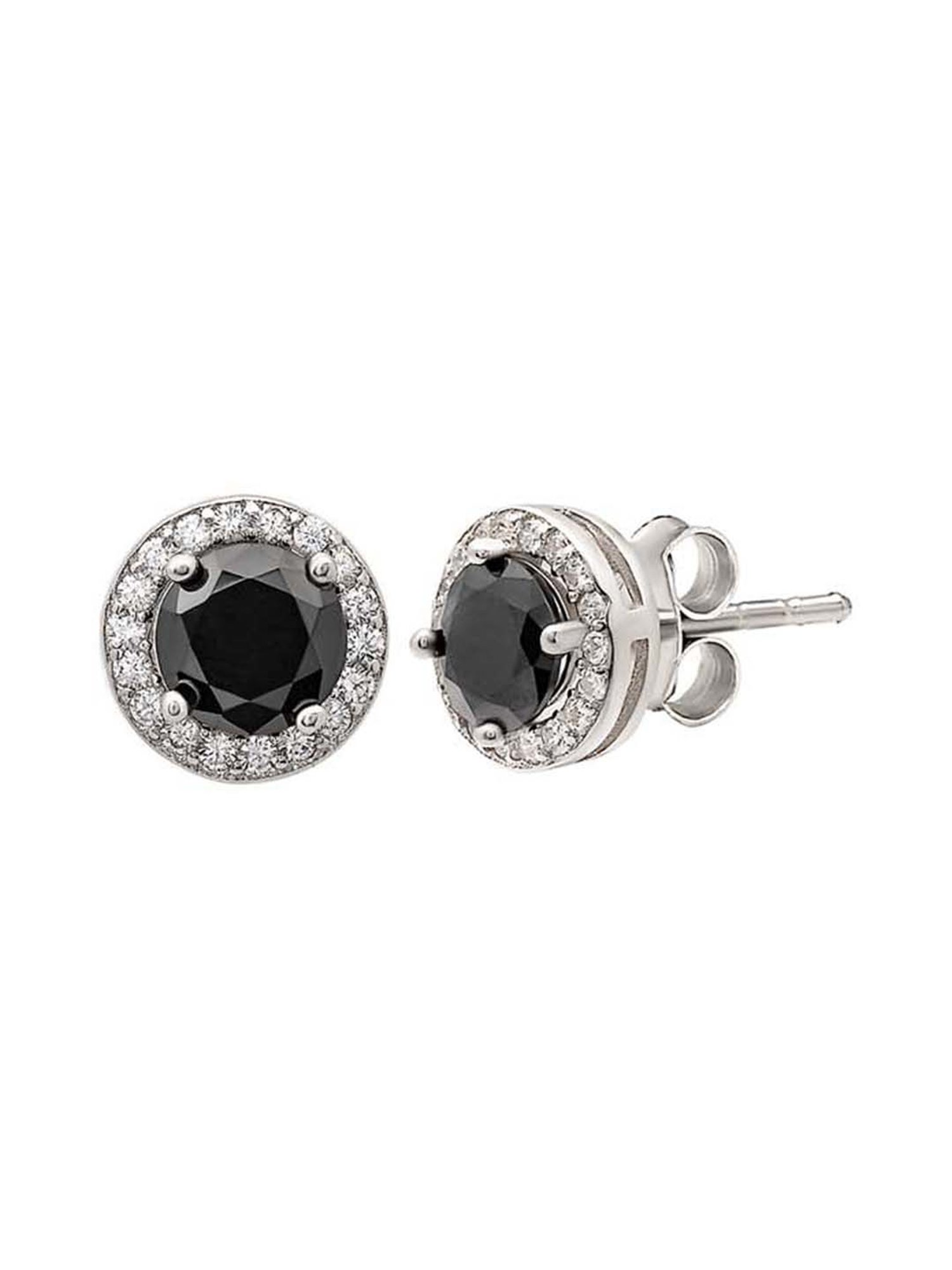 Silberry 925 Sterling Silver Night Aura 6mm Round Stud Earrings for Women