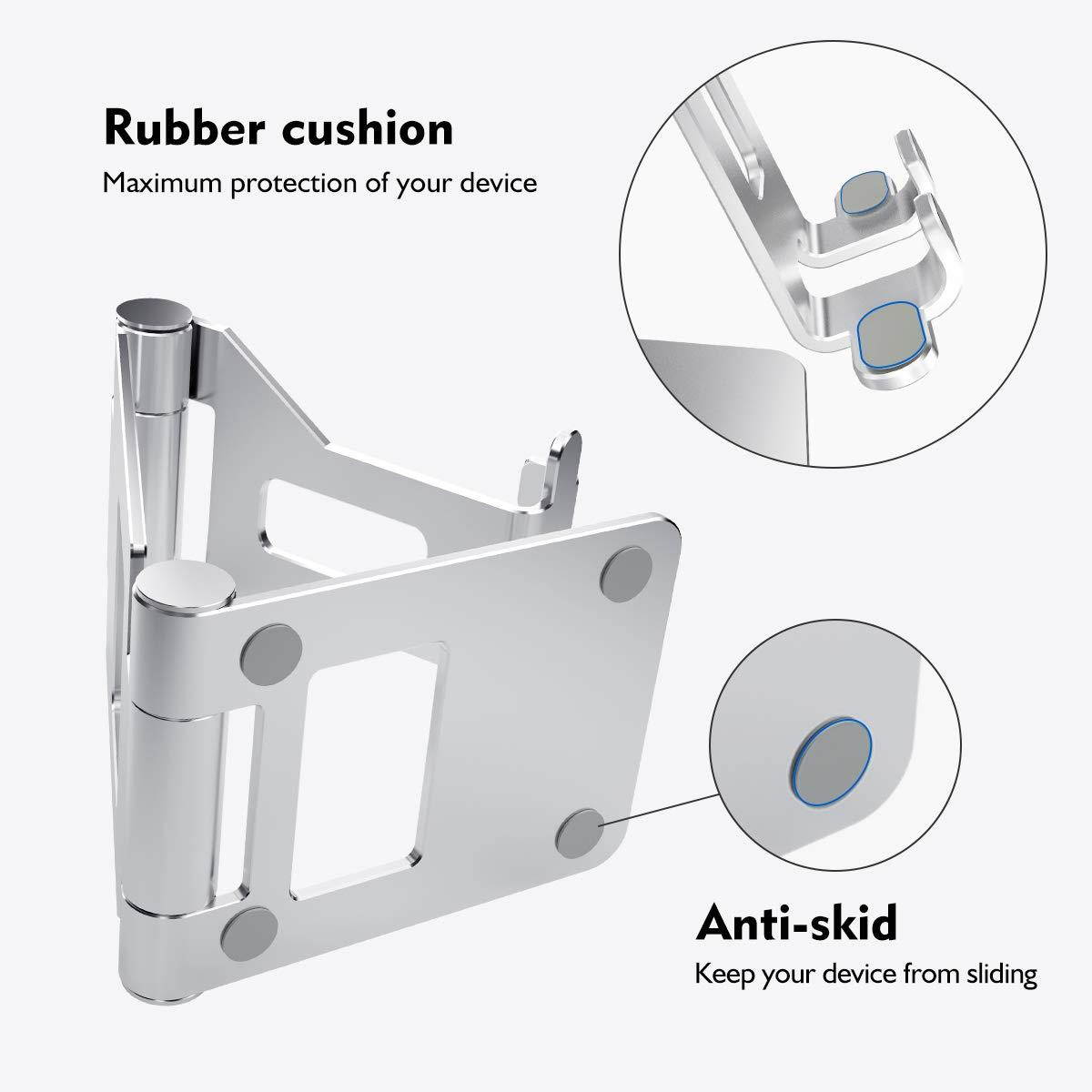 LICHEERS Aluminum Alloy Stand 270 Degree 2-axis Adjustable Foldable Holder Dock for 4-13 inch Cell Phones and Tablets