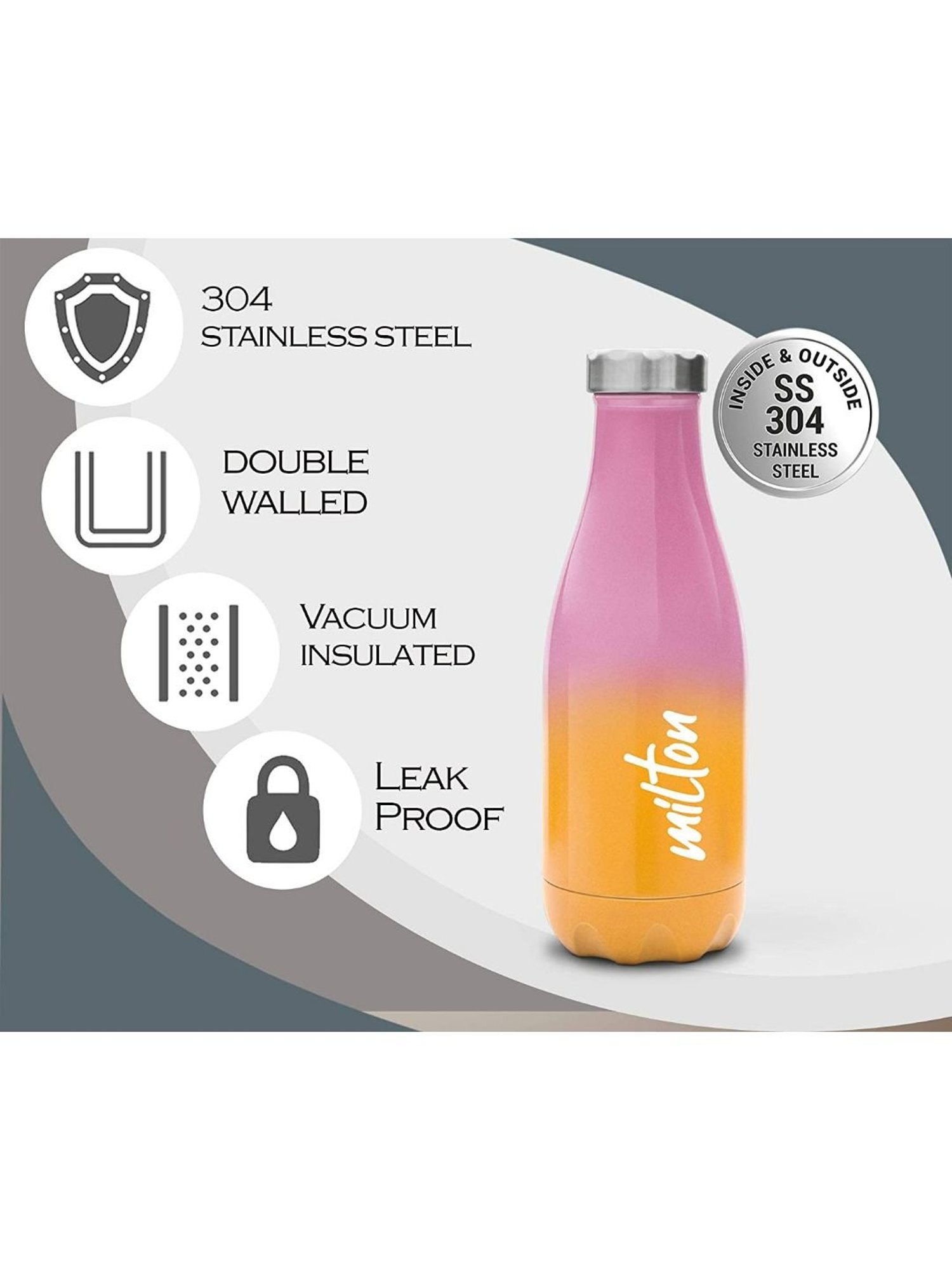 Milton Pink & Blue Stainless Steel Thermosteel Vaccum Insulated Hot & Cold Water Bottle (0.82 L)