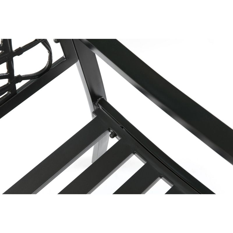 Gardenised Steel Outdoor Patio Garden Park Bench with Cast Iron "American Flag" Backrest