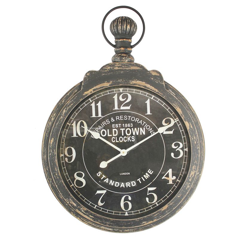 Pocket Watch Wall Clock Distressed Iron - Yosemite Home Decor