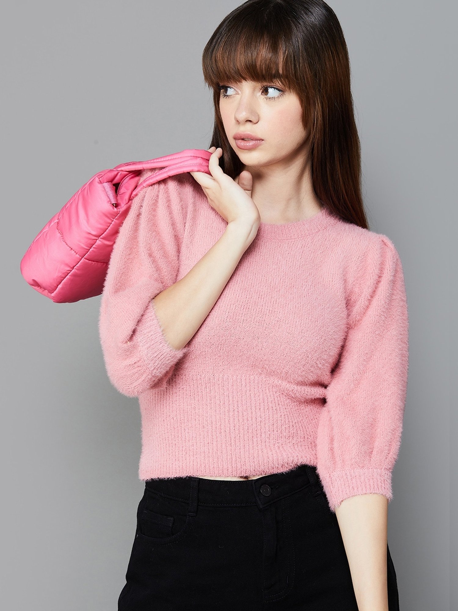 Ginger by Lifestyle Pink Self Pattern Pullover