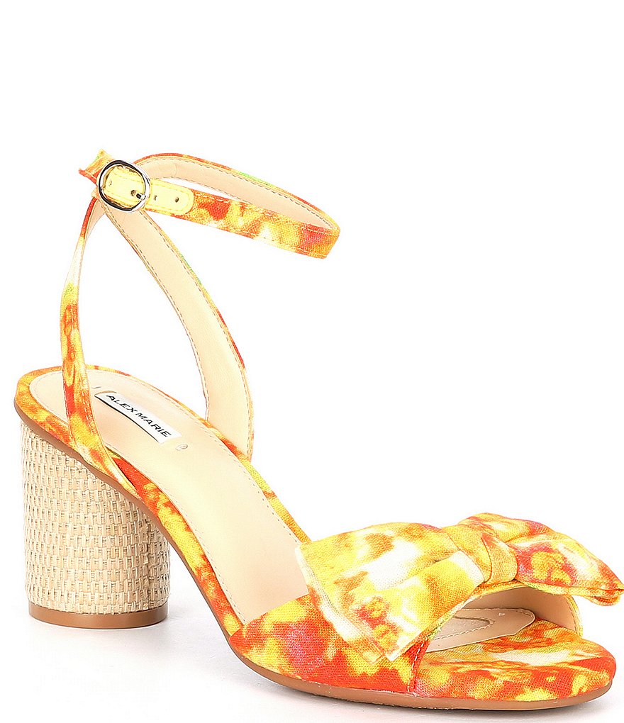 Alex Marie Hobson Floral Print Bow Ankle Strap Sandals
