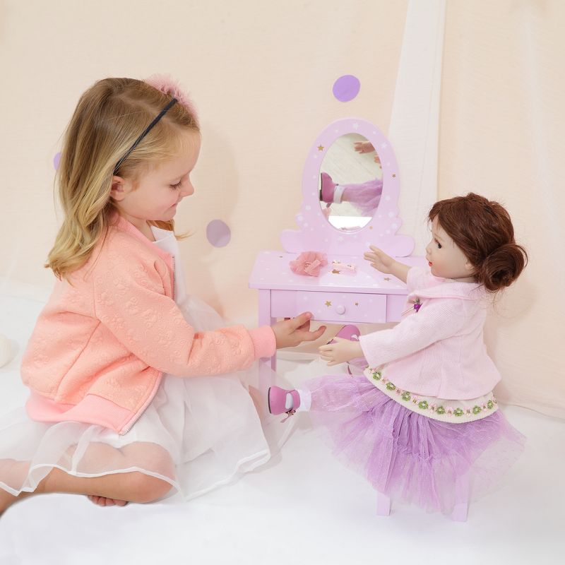 Olivia's Little World - Twinkle Stars Princess 18" Doll Vanity Table & Stool Set