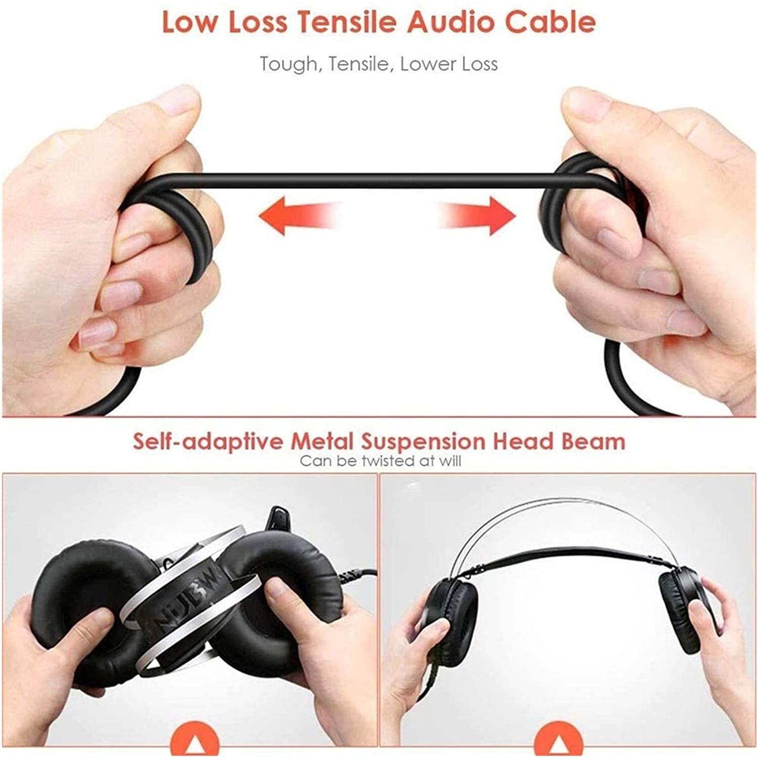 HKJZ SFLRW Gaming Headset with LED Light Stereo Gaming Headphones with Soft Memory Earmuffs & Noise Canceling Mic for Video Game, PC Games