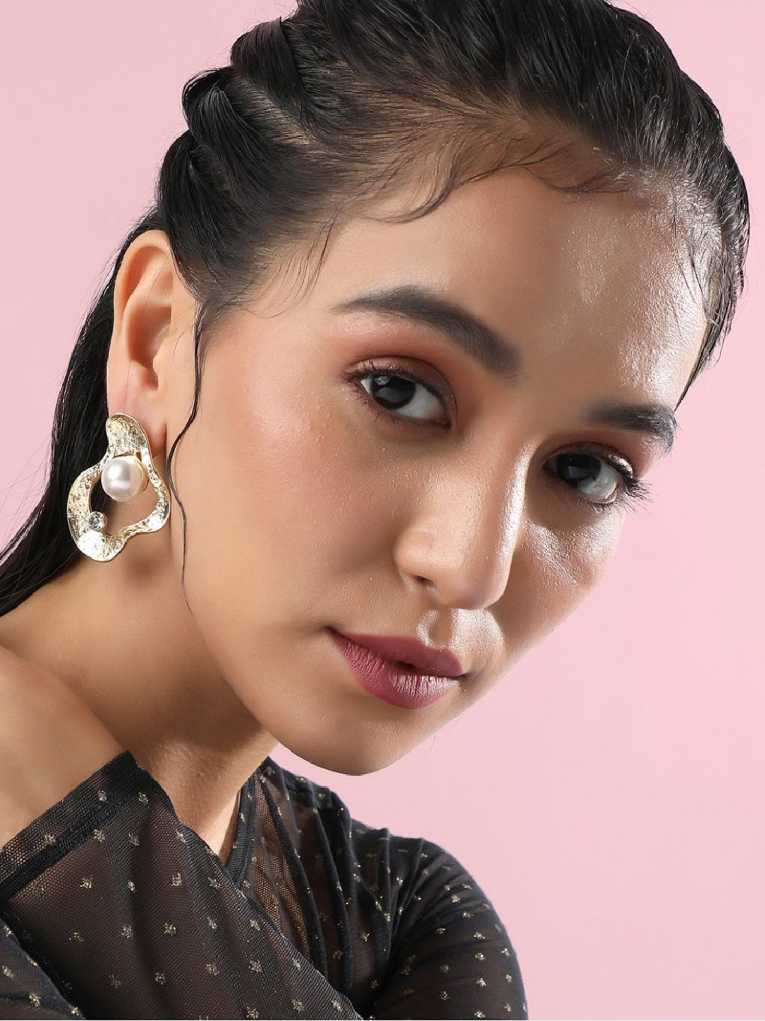 Sohi Women's Opal Odyssey Stud Earrings  Champayne Gold