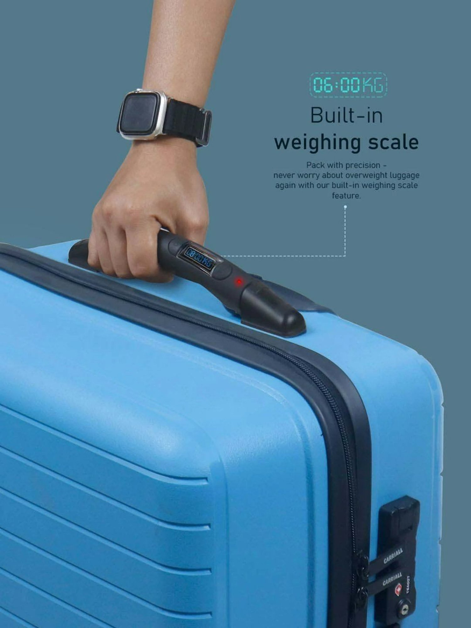 Carriall Groove Blue Striped Hard Cabin Trolley Bag - 55 cm