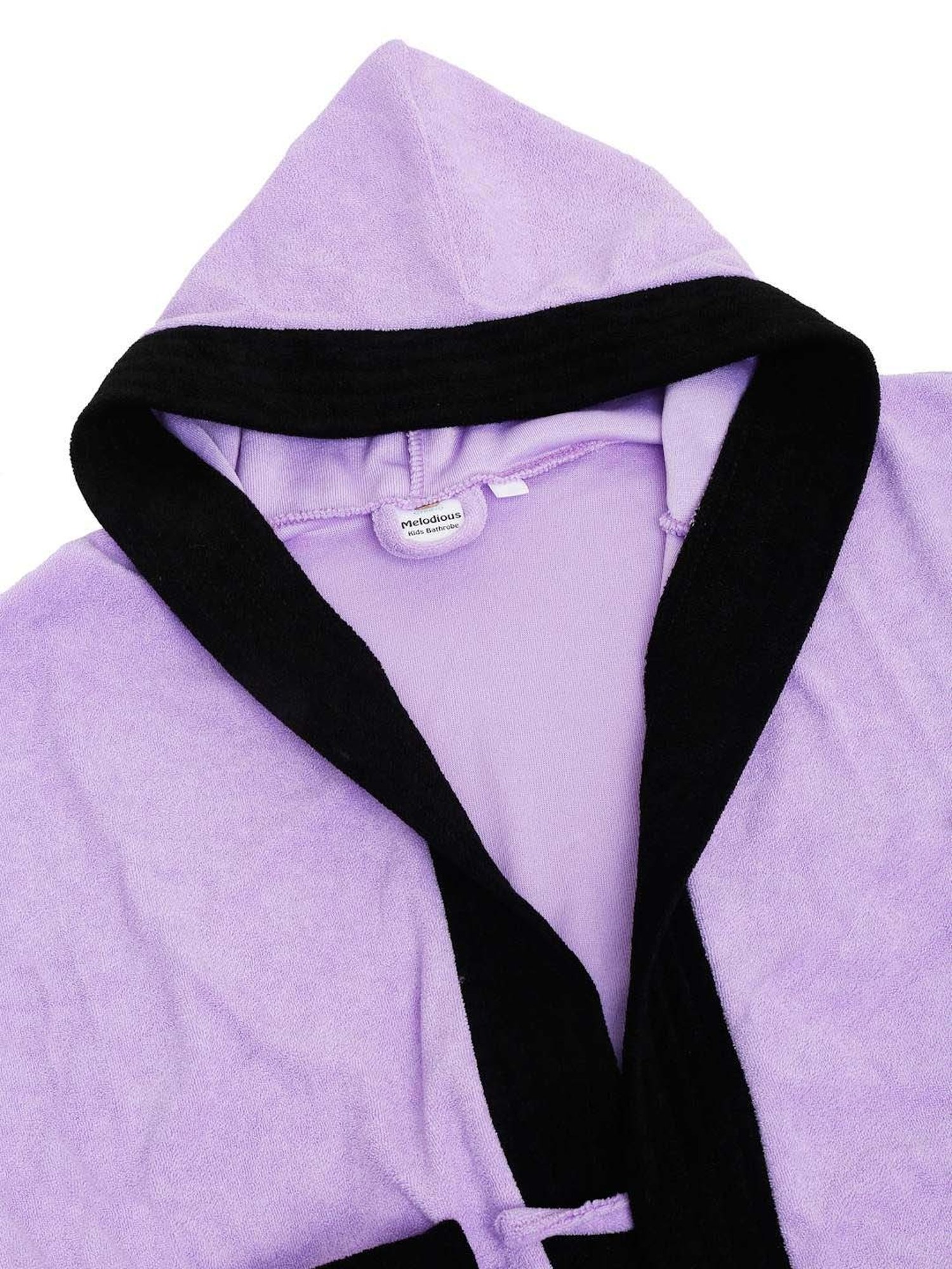 Creeva Melodious Black & Turkish Micro Terry 225 GSM Kids Hooded Bathrobe 4-5 Years With Pocket