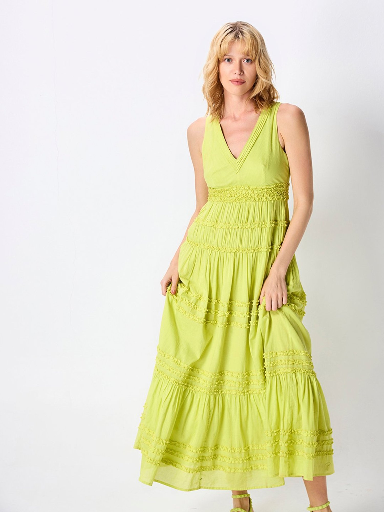 Cover Story Lime Regular Fit Midi Dress