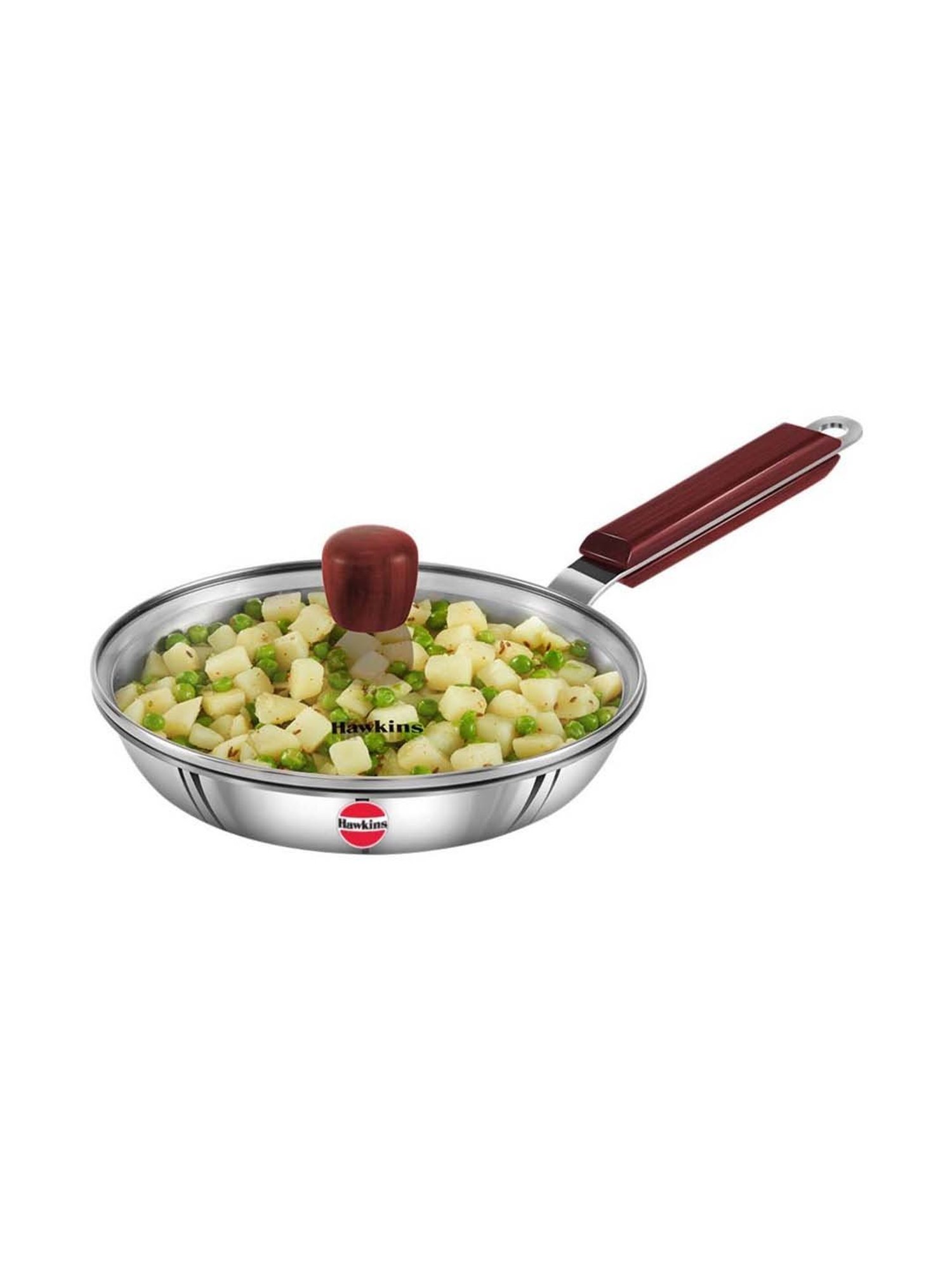 Hawkins Tri-Ply Stainless Steel Frying with Glass Lid Fry Pan 20 cm diameter with Lid 1.4 L