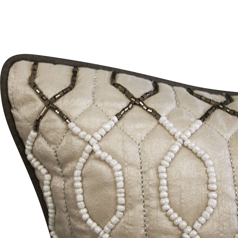 14"x20" Celebrations Lattice Beaded Lumbar Pillow Oyster - Edie@Home