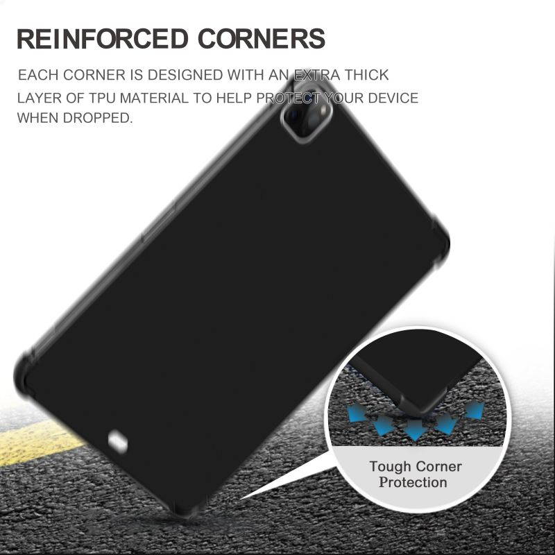 KIQ Slim & Lightweight Premium TPU Skin Case Cover for Apple iPad Pro 12.9 2020 [Black]