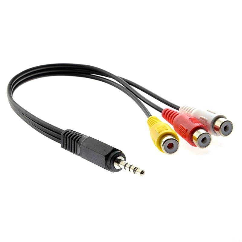 35mm 18 Male Stereo Car AUX to 3 RCA AV Female Cord Audio Video Composite Cable 20cm