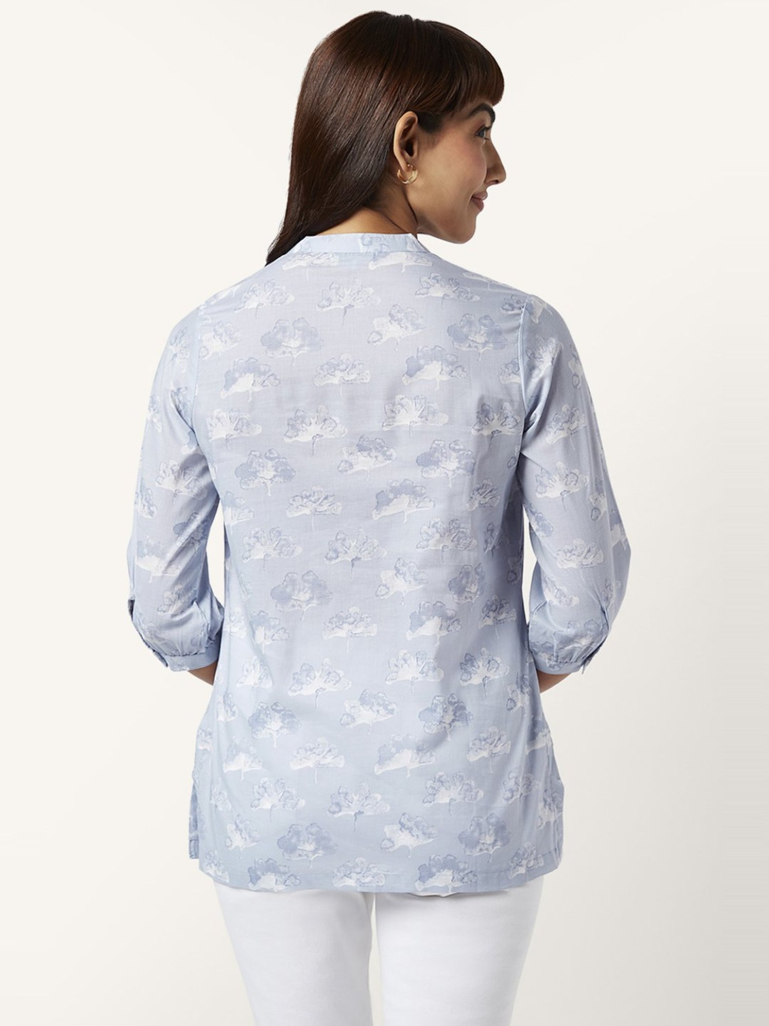 Akkriti by Pantaloons Blue Cotton Printed Tunic