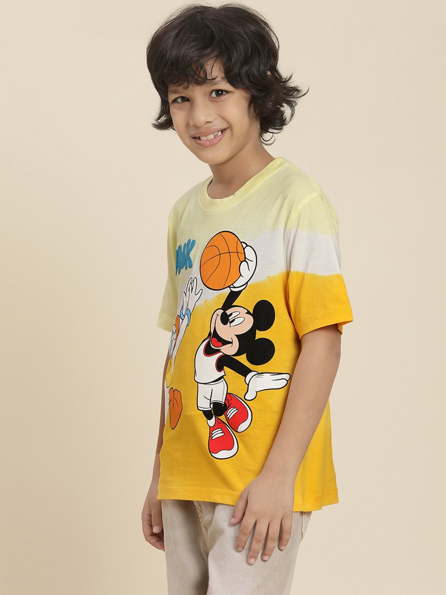 Kidsville Mickey & Friends Printed Multicolor Relaxed Fit T-Shirt For Boys