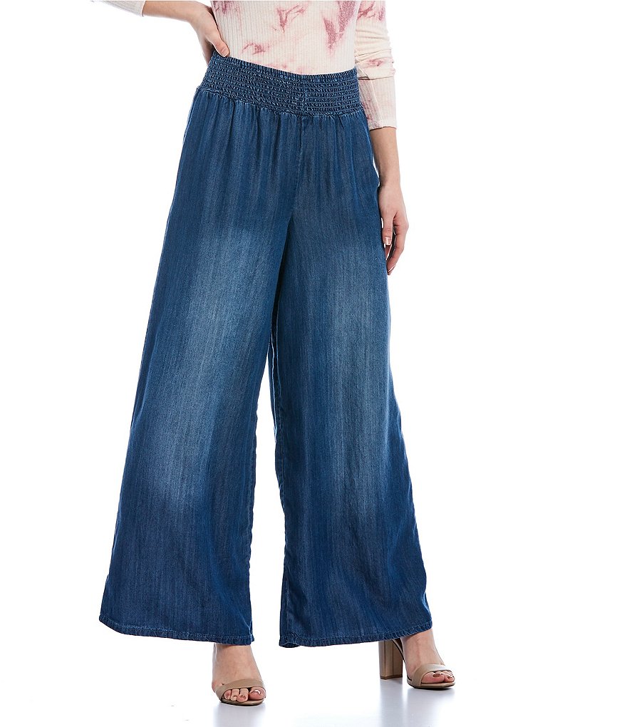 Coco + Jaimeson Denim Smocked Palazzo Pants