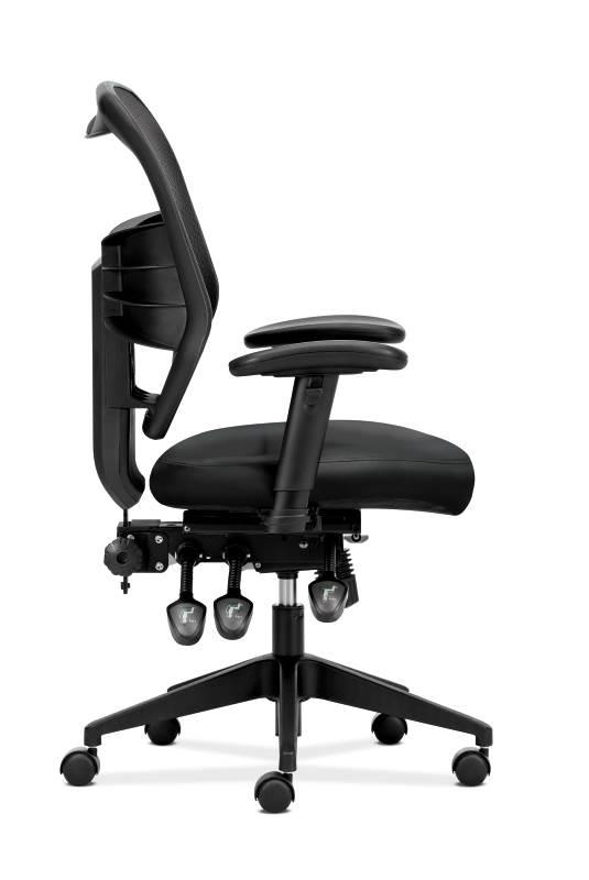 Prominent Mesh High-Back Task Chair Seat Glide 2-Way Arms Black Leather