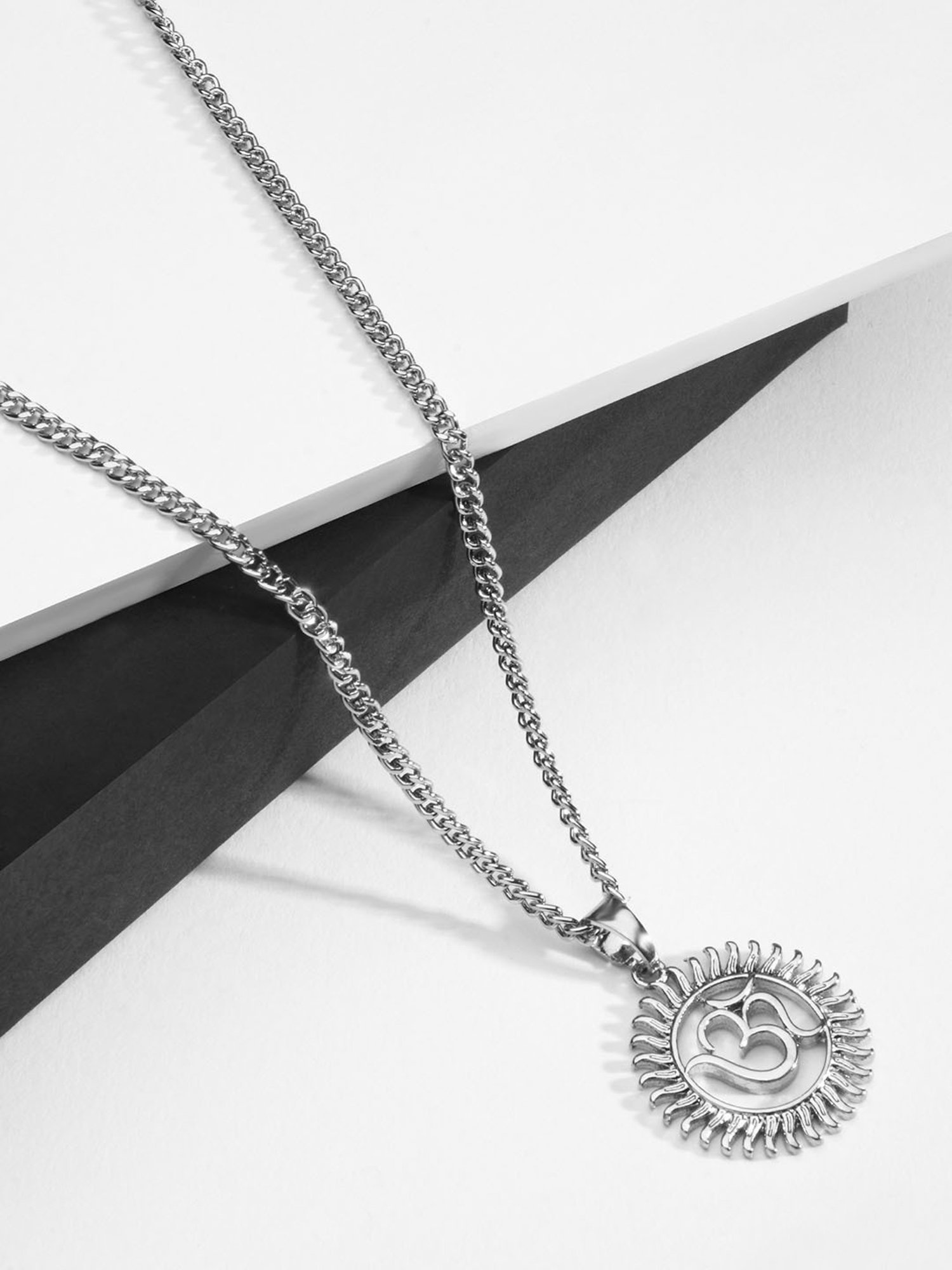 The Bro Code Silver-Plated Chakra OM Pendant Necklace for Men