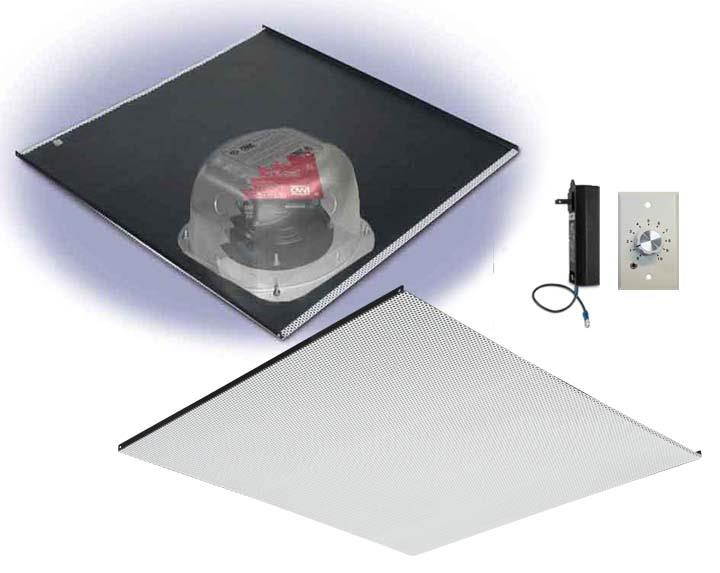 One Source, 6" Integratable Amplified In Ceiling Speakers on a 2X2 Full Grill (Two Speaker Package)