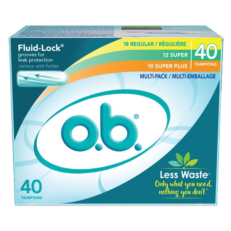 o.b. Original Multipack Tampons - Applicator-Free - Unscented - Regular/Super/Super Plus - 40ct