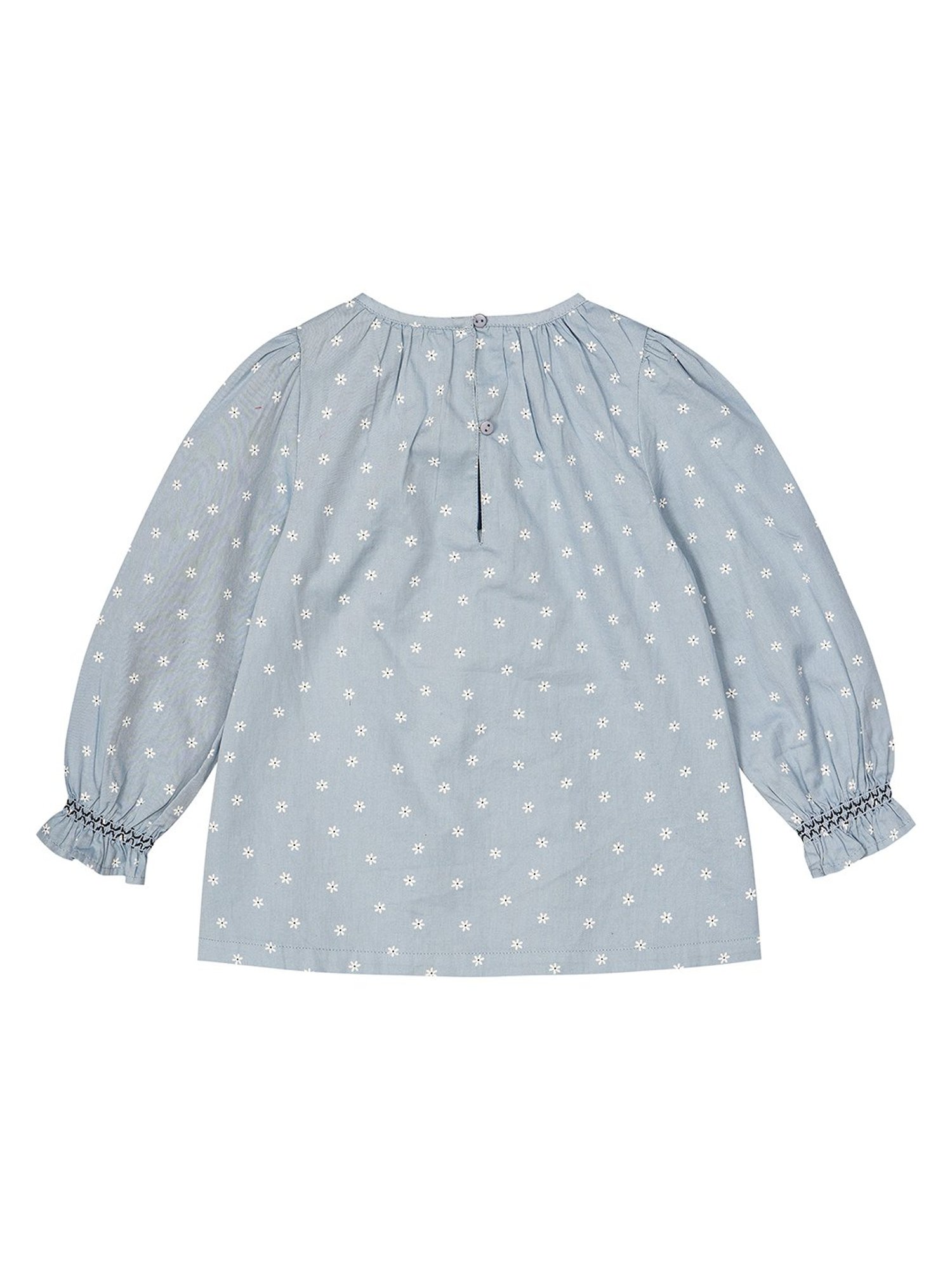 Budding Bees Kids Blue Floral Print Full Sleeves Top