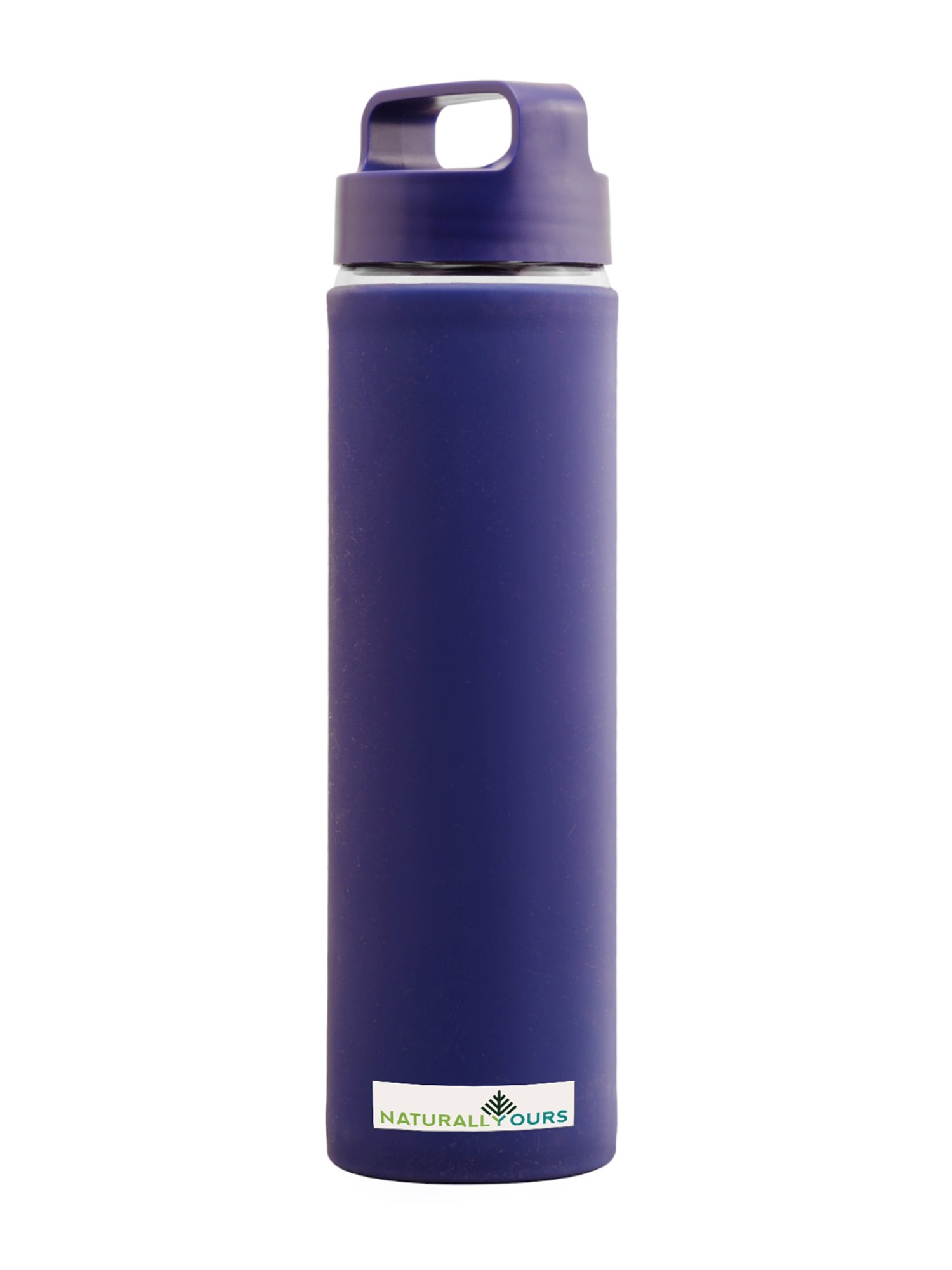 NATURALLYOURS Blue Borosilicate Glass Water Bottle (550 ml) - Set of 1