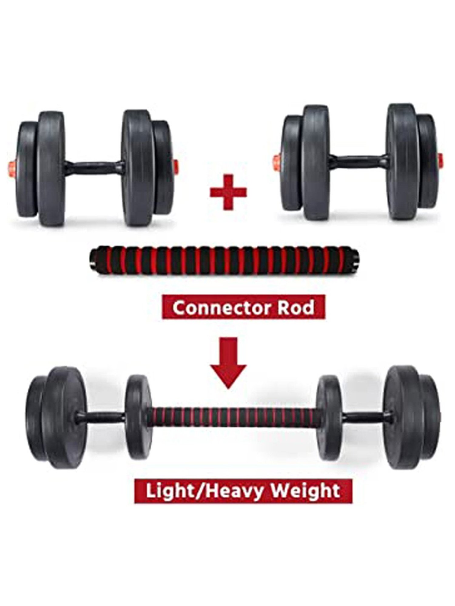 Protoner PVC 3 in 1 convertible DM 10 kg dumbbell set and fitness kit